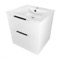 24 Inch Floating Bathroom Vanity, Ceramic Sink Top, 2 Drawers, Glossy White